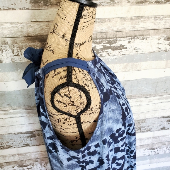 BELLAMBRA Women's Linen Halter Dress Blue Medium - Picture 9 of 15